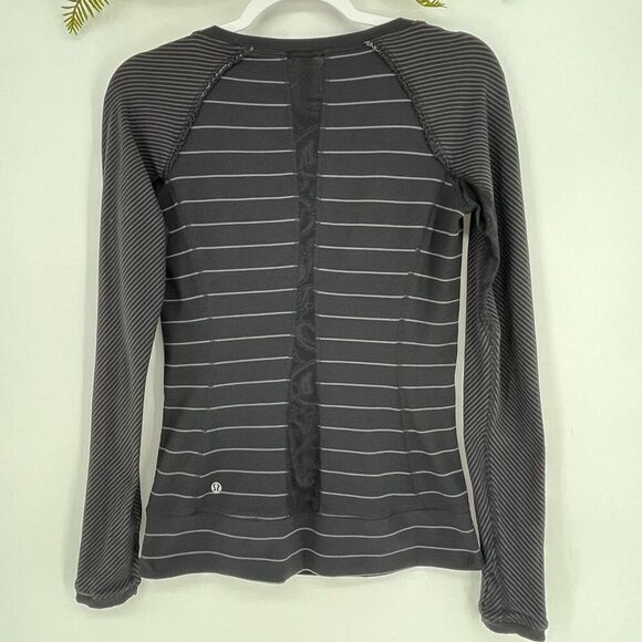 LULULEMON FULL TILT LONG SLEEVE TOP SLALOM STRIPE WOMENS Size 6 Y2K Inspired - Picture 4 of 15